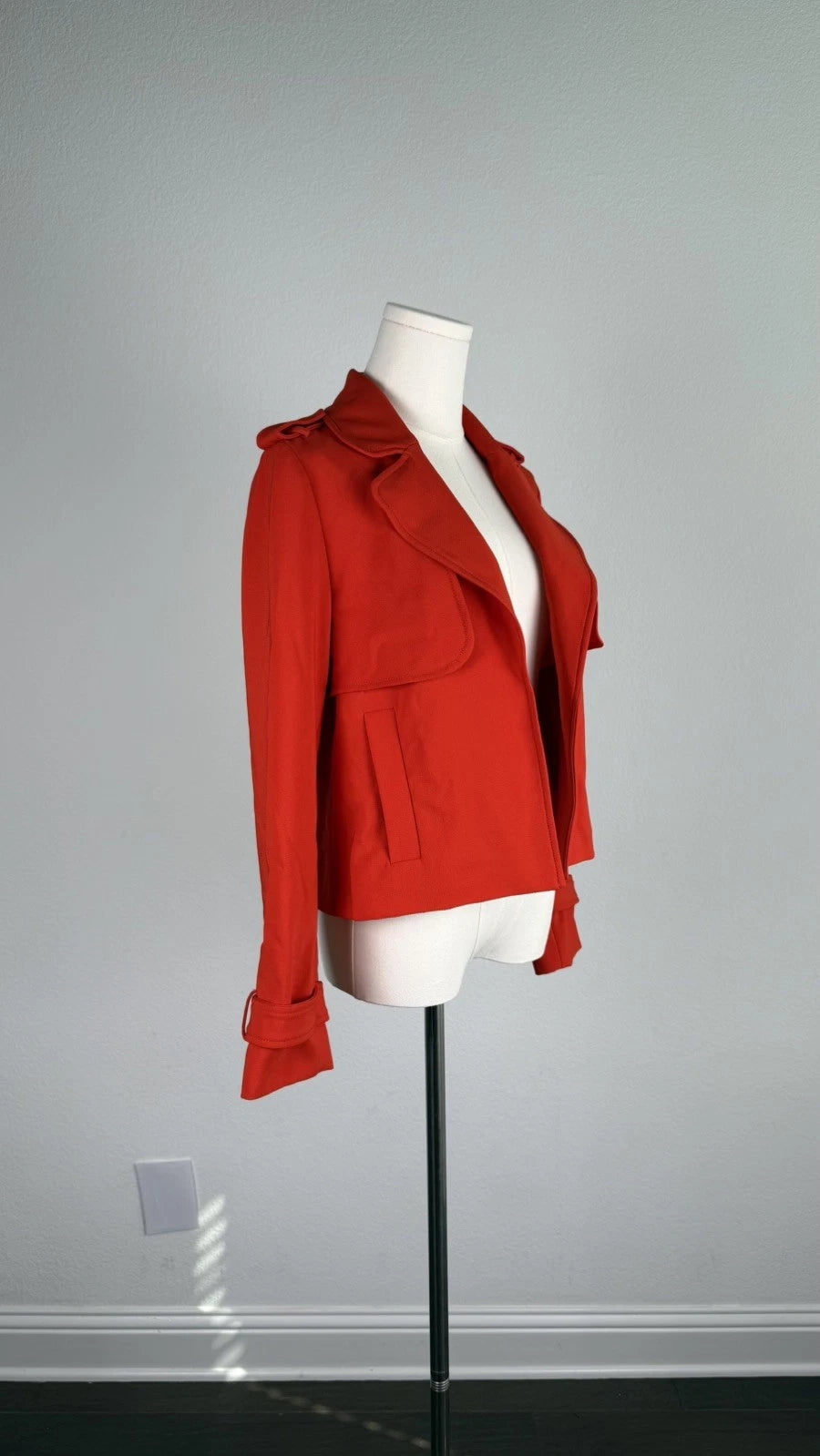 ZARA Basic Women’s Red Cropped Trench Jacket Size XS Moto Style 2347/295/679