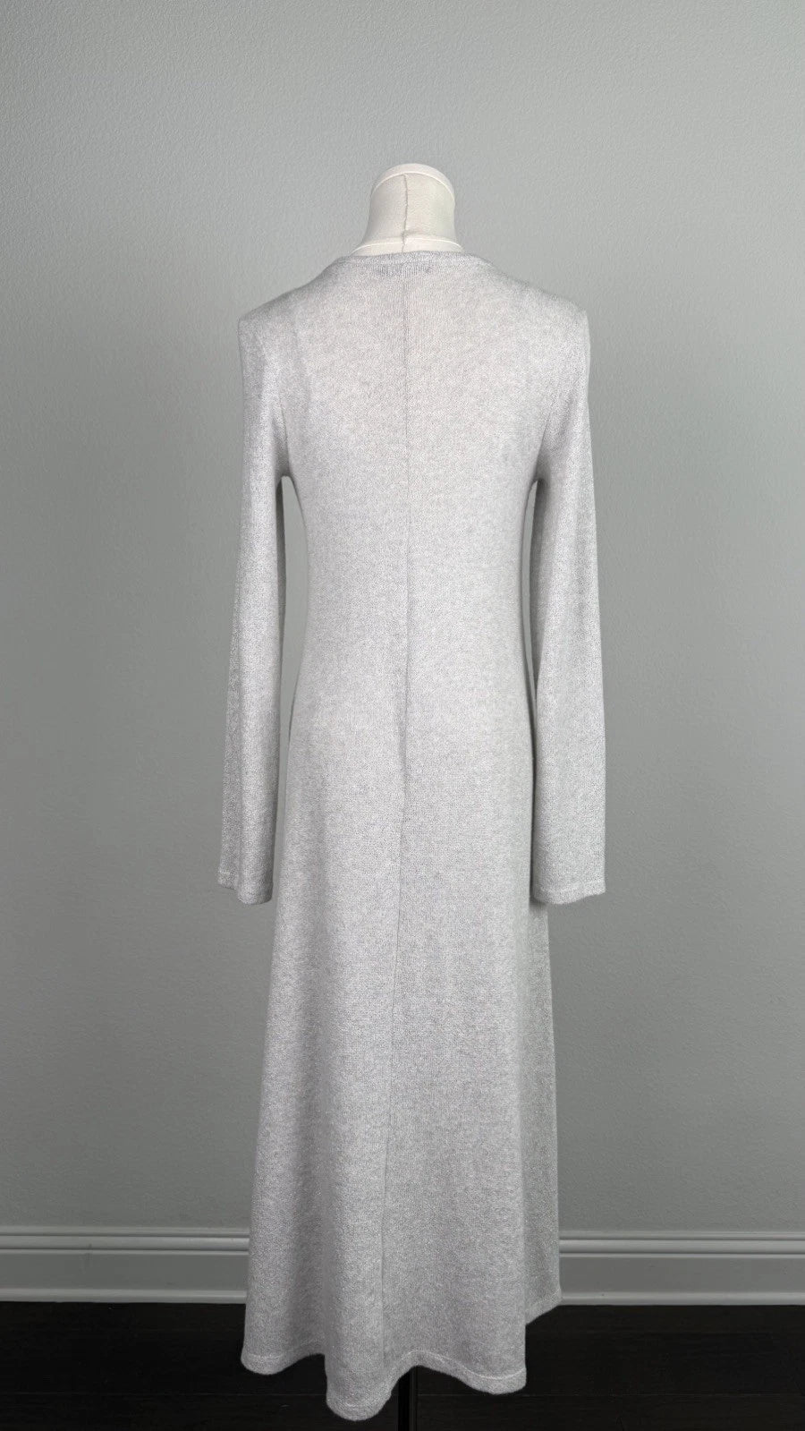 ZARA Women’s Gray Glitter Knit Long Sweater Dress Long Sleeve Size S