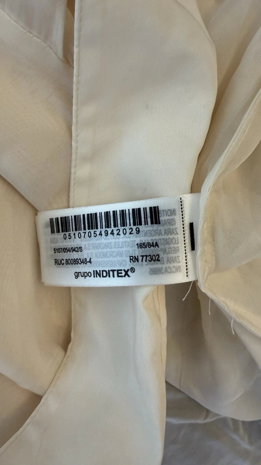 ZARA Women’s Ivory Sheer Collared Button-Up Blouse Viscose Long Sleeve Size S