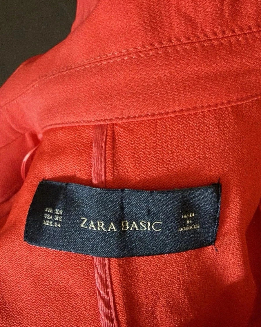ZARA Basic Women’s Red Cropped Trench Jacket Size XS Moto Style 2347/295/679