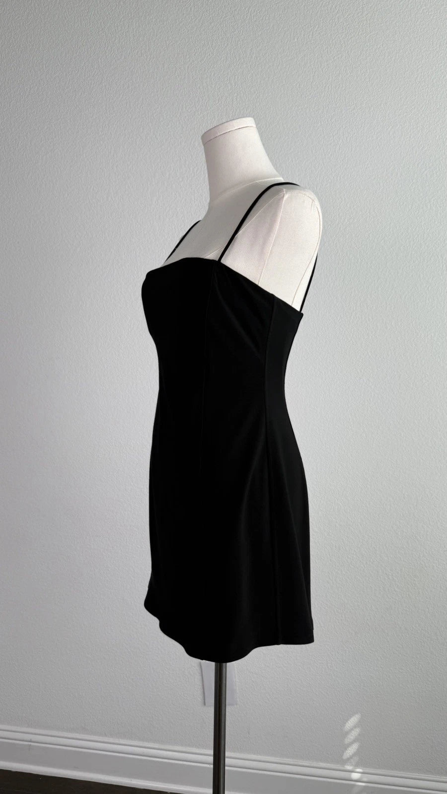 ZARA Women’s Black Mini Dress Size M Spaghetti Strap Square Neck Fitted