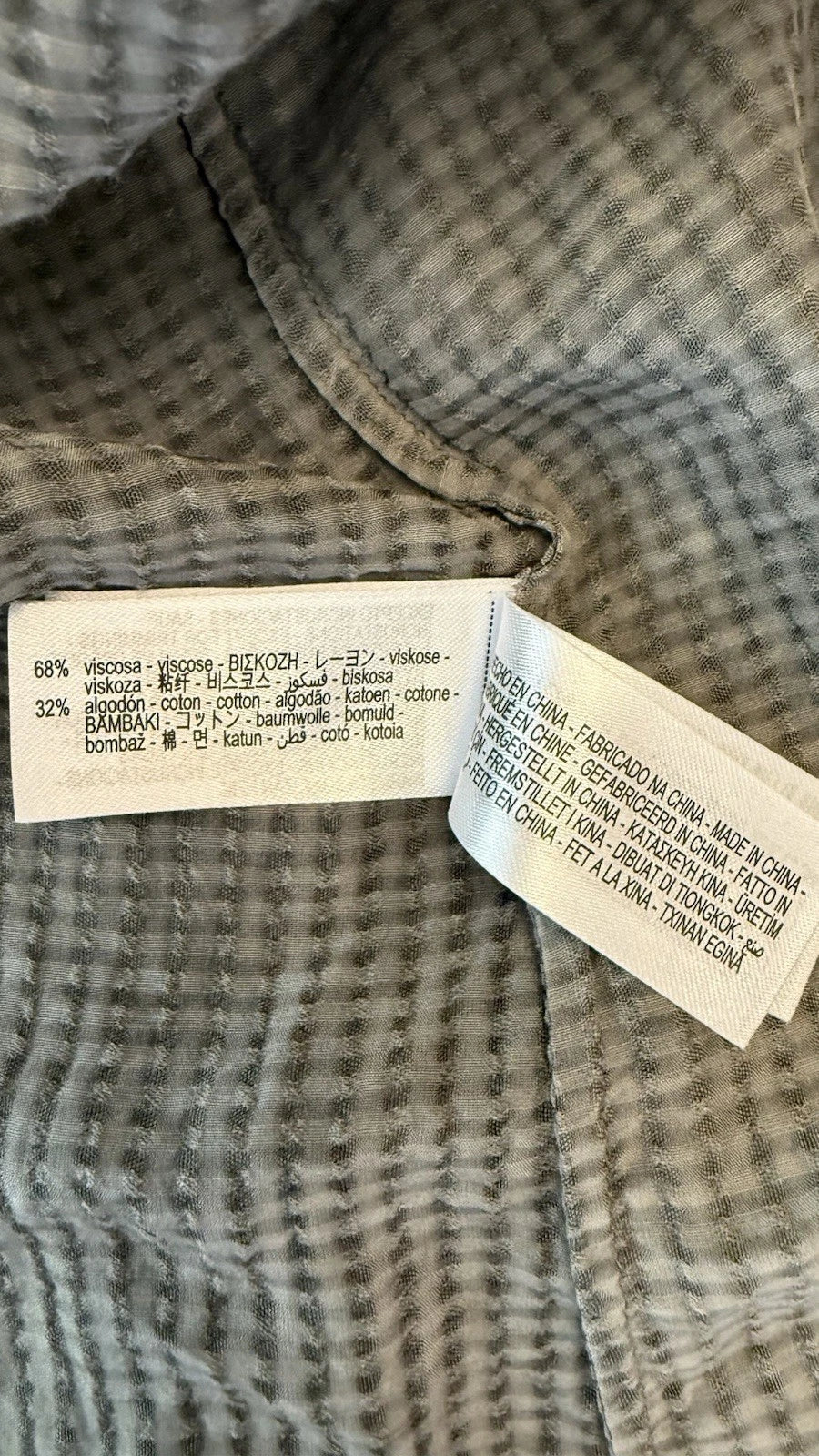 ZARA Women’s Size S Gray Check Collared Button-Up Blouse Beaded 4786/050/802