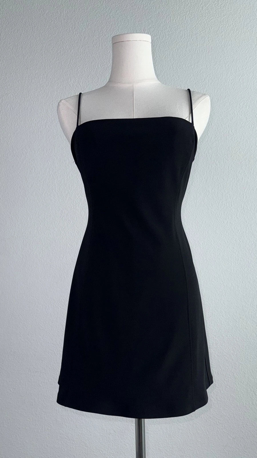 ZARA Women’s Black Mini Dress Size M Spaghetti Strap Square Neck Fitted