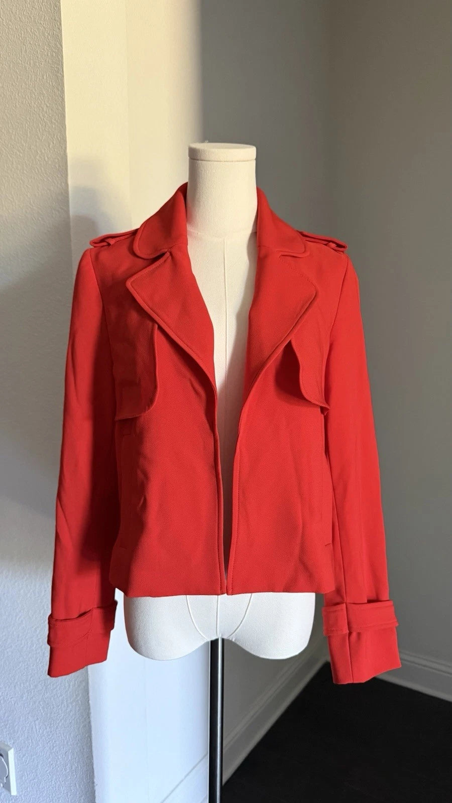 ZARA Basic Women’s Red Cropped Trench Jacket Size XS Moto Style 2347/295/679