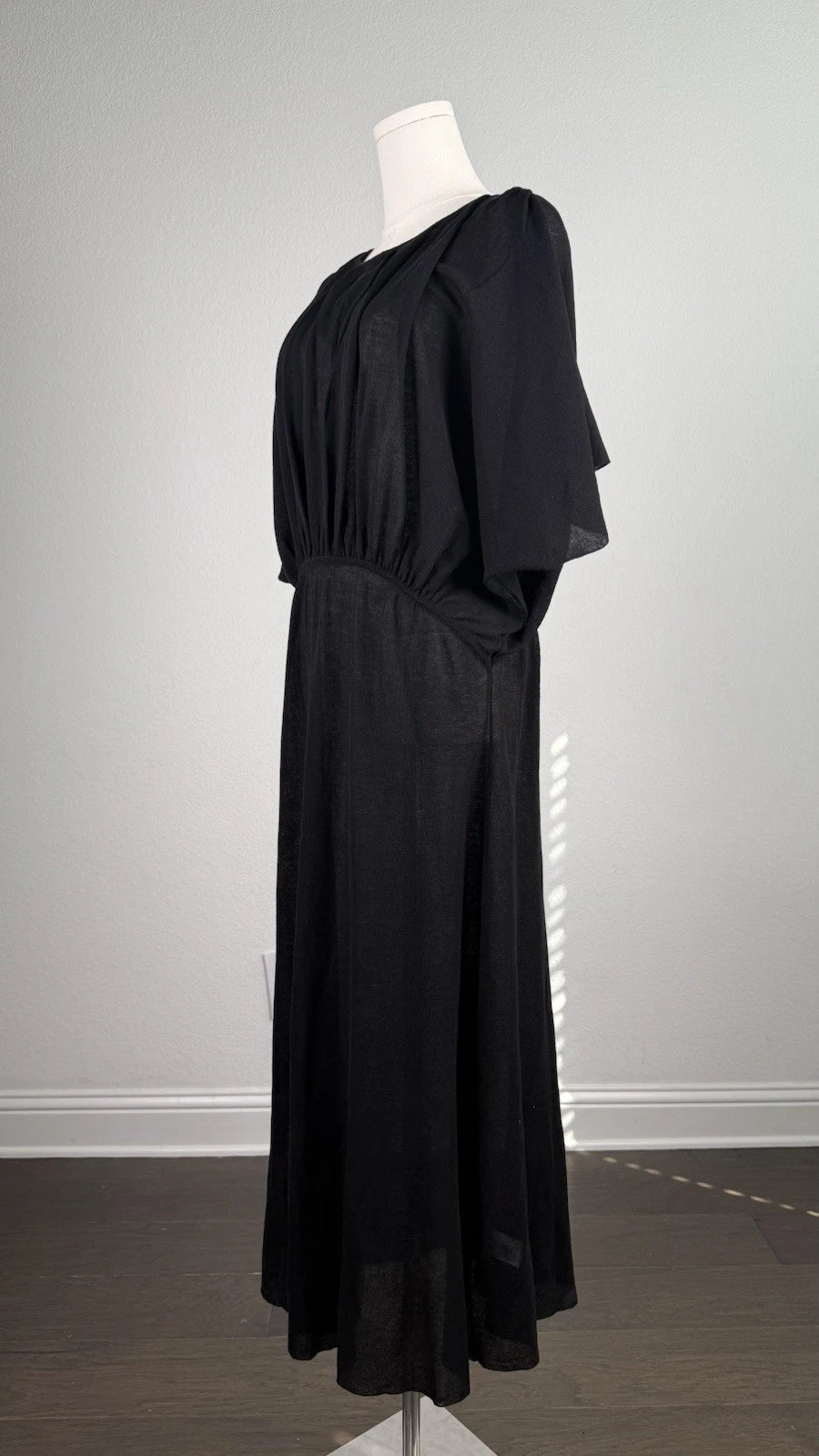 ZARA Women’s Black Sheer Ruffle Flutter Sleeve Maxi Dress Size S