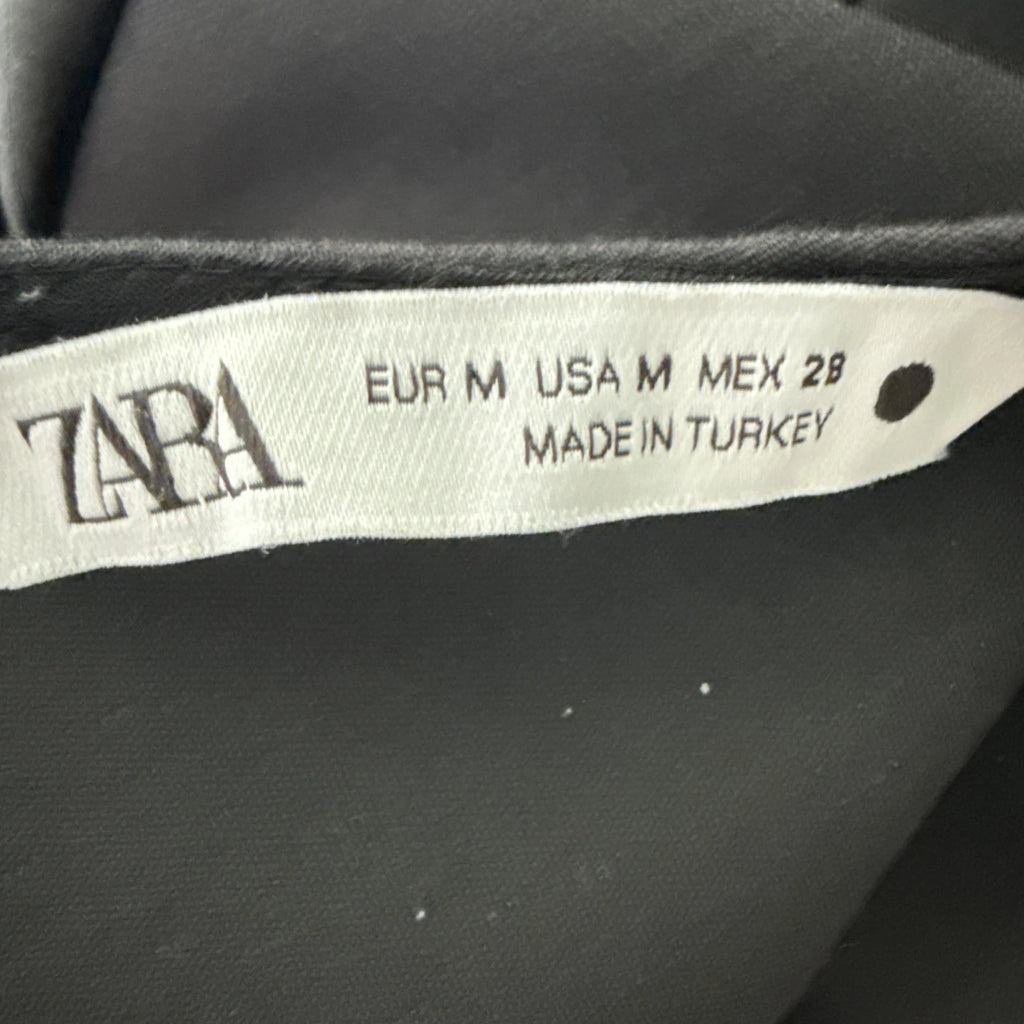 ZARA Black Mini Dress Short Sleeve A-Line Crew Neck Size M